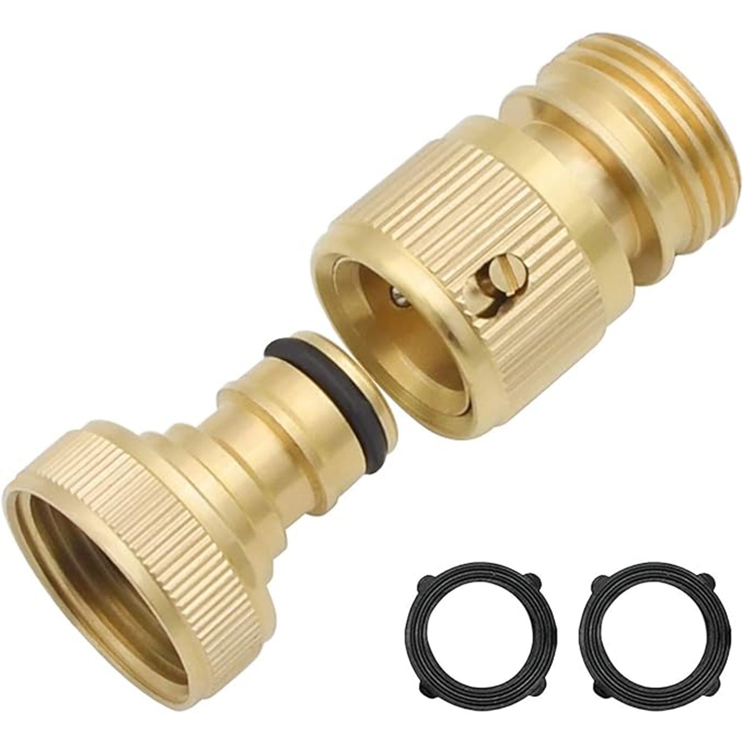 HYDRO MASTER Brass Garden Hose Quick Connector, Solid Brass,3/4 Inch Garden Hose Thread. (FxM Thread)