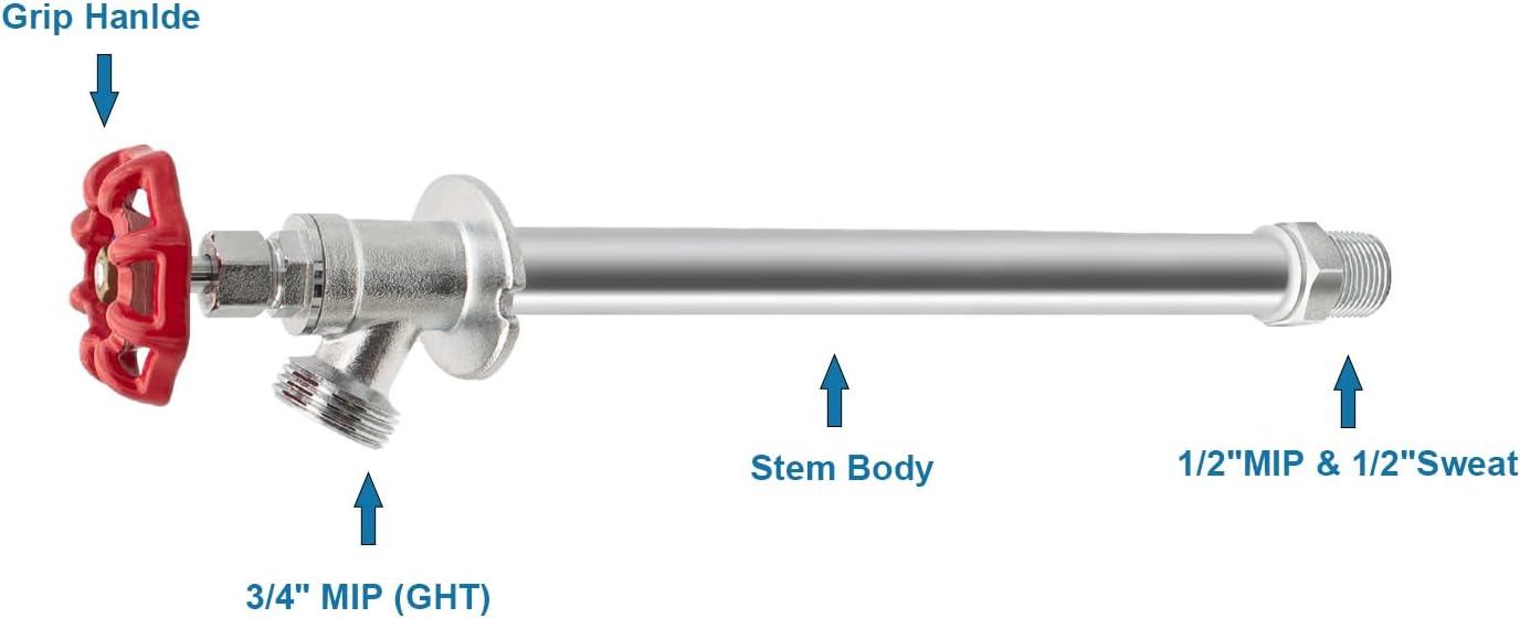 HYDRO MASTER Frost Free Sillcock Outdoor Faucet, 3/4" MIP x 1/2" MIP & 1/2" Sweat