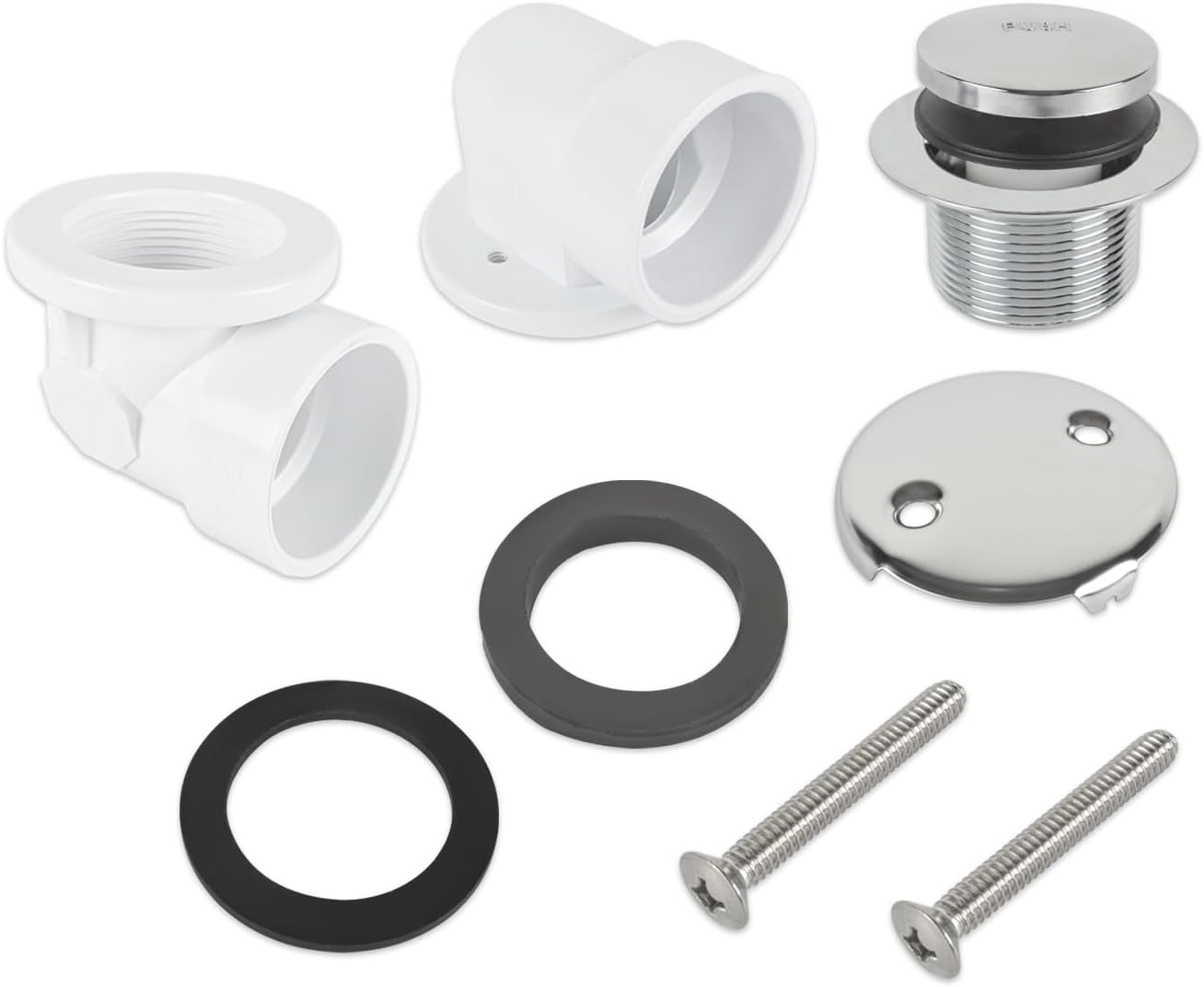 HYDRO MASTER 1-1/2 Inch Schedule 40 PVC Two-Hole Bath Waste, Tip-Toe Stopper