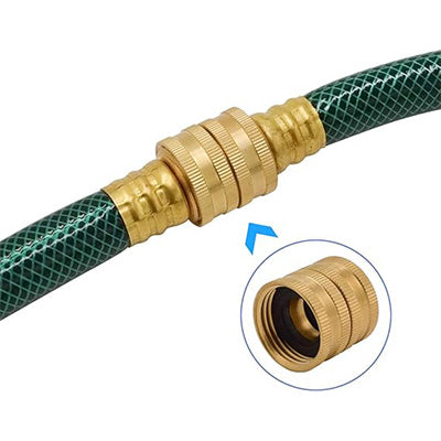 HYDRO MASTER 3/4 Inch Brass Garden Hose Adapter Double Female Quick Connector, Solid Brass 2 Pack
