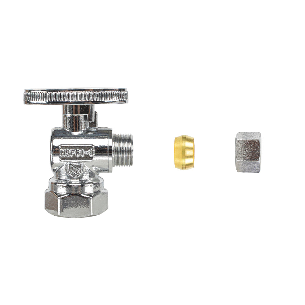 HYDRO MASTER Lead Free Brass Chrome Plated 1/4 Turn Zinc Handle Stop Angle Valve