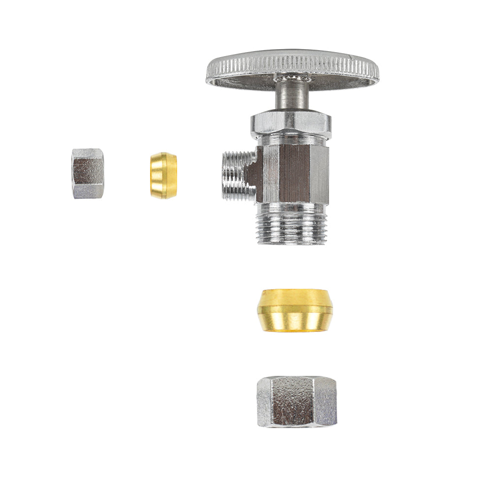 HYDRO MASTER Lead Free Brass Chrome Plated Compression Outlet Stop Angle Valve