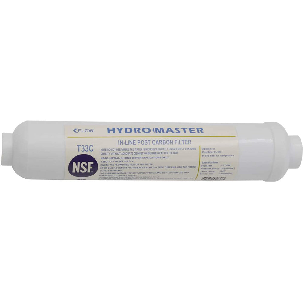 HYDRO MASTER IN-LINE POST CARBON FILTER With 1/4-Inch NPT Connection, 10 Inch x 2 Inch.