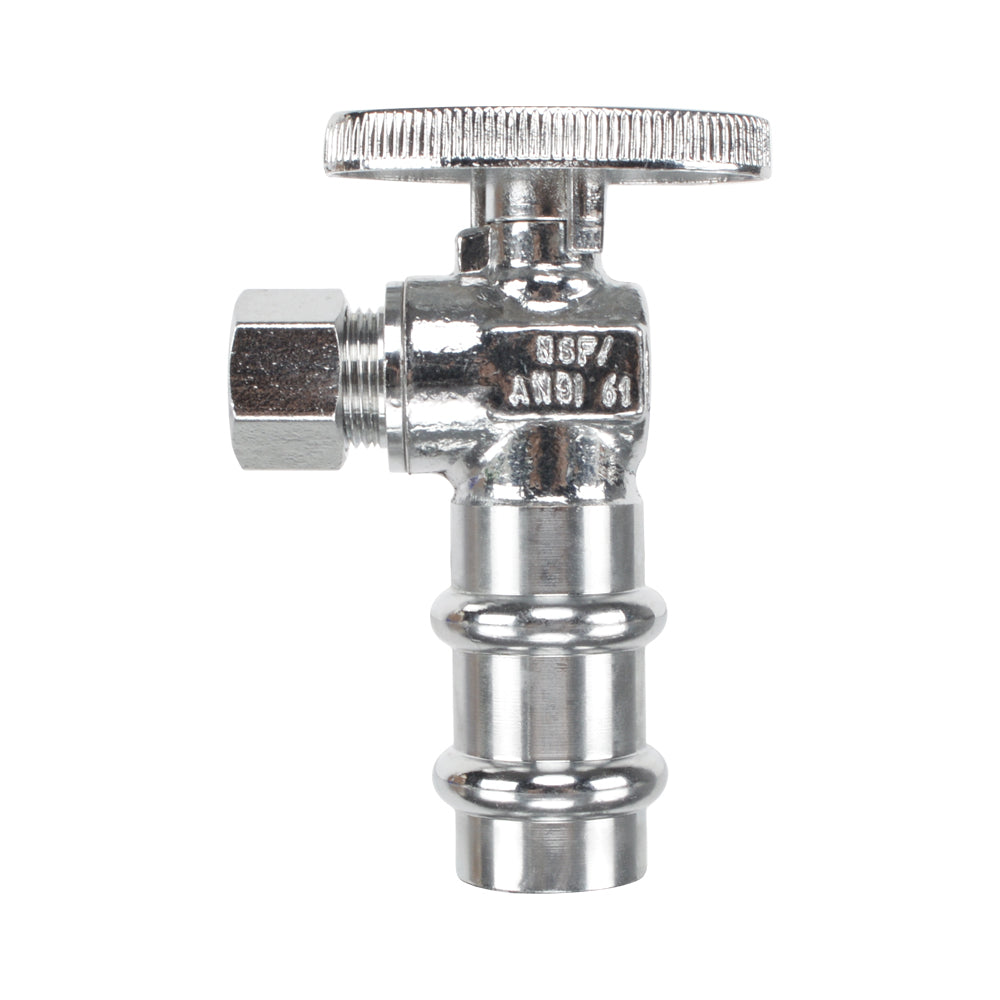 HYDRO MASTER Lead Free Brass Chrome Plated 1/4 Turn Stop Angle Valve