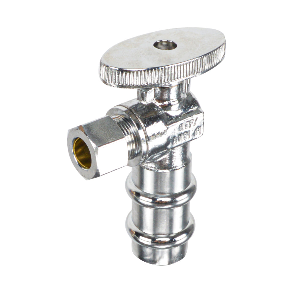 HYDRO MASTER Lead Free Brass Chrome Plated 1/4 Turn Stop Angle Valve