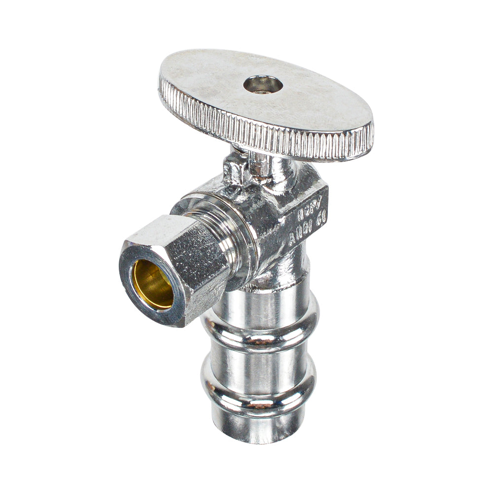 HYDRO MASTER Lead Free Brass Chrome Plated 1/4 Turn Stop Angle Valve