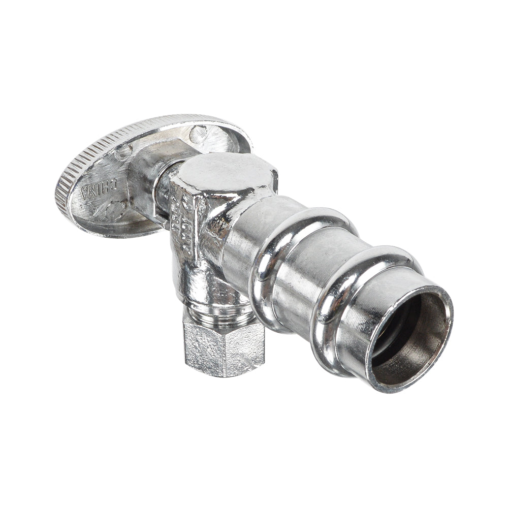 HYDRO MASTER Lead Free Brass Chrome Plated 1/4 Turn Stop Angle Valve