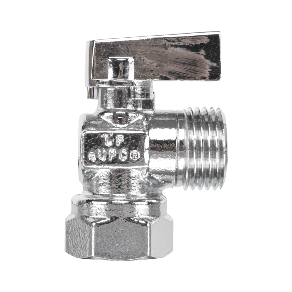 HYDRO MASTER Lead Free Brass Chrome Plated NPSM 1/4 Turn Zinc Handle Stop Angle Valve