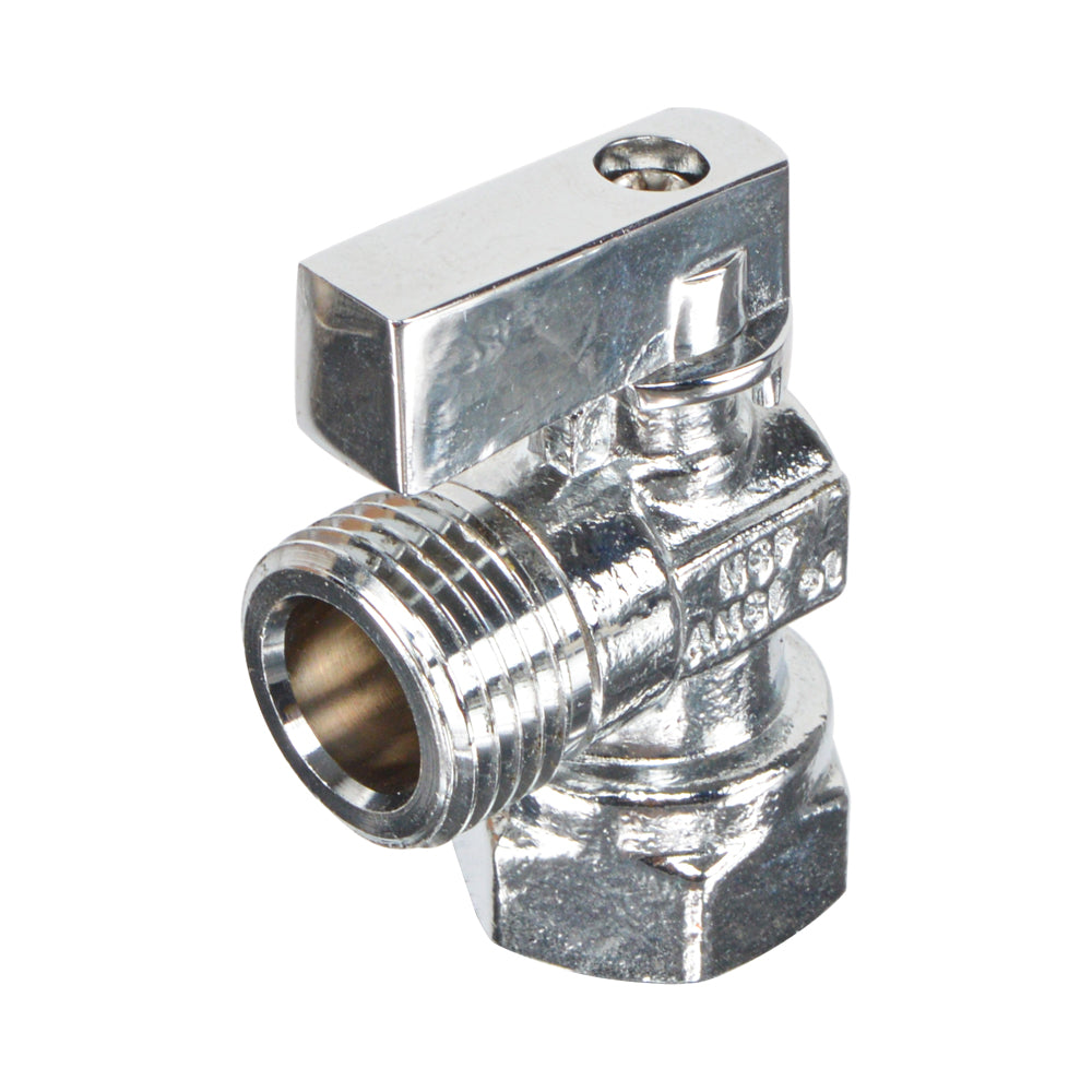 HYDRO MASTER Lead Free Brass Chrome Plated NPSM 1/4 Turn Zinc Handle Stop Angle Valve