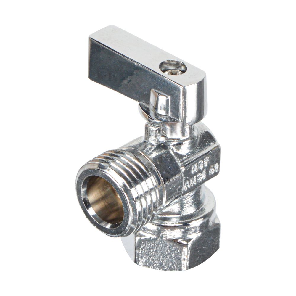 HYDRO MASTER Lead Free Brass Chrome Plated NPSM 1/4 Turn Zinc Handle Stop Angle Valve