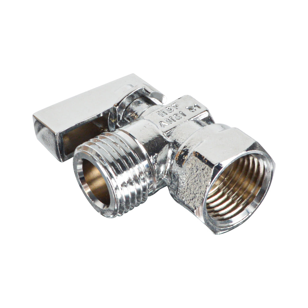 HYDRO MASTER Lead Free Brass Chrome Plated NPSM 1/4 Turn Zinc Handle Stop Angle Valve