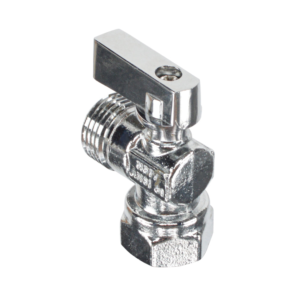 HYDRO MASTER Lead Free Brass Chrome Plated NPSM 1/4 Turn Zinc Handle Stop Angle Valve