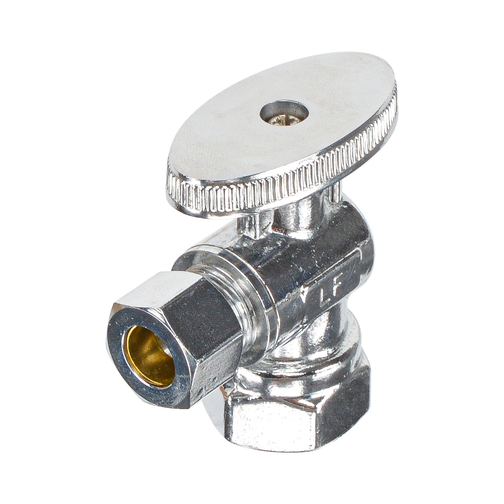 HYDRO MASTER Lead Free Brass Chrome Plated 1/4 Turn Zinc Handle Stop Angle Valve