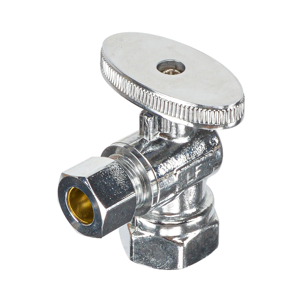 HYDRO MASTER Lead Free Brass Chrome Plated 1/4 Turn Zinc Handle Stop Angle Valve