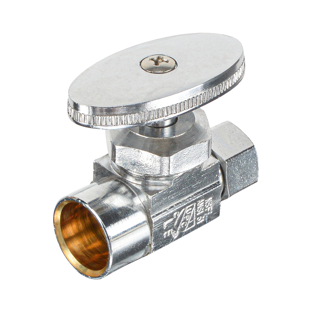 HYDRO MASTER Lead Free Brass Chrome Plated Sweat Multi Turn Zinc Handle Stop Angle Valve