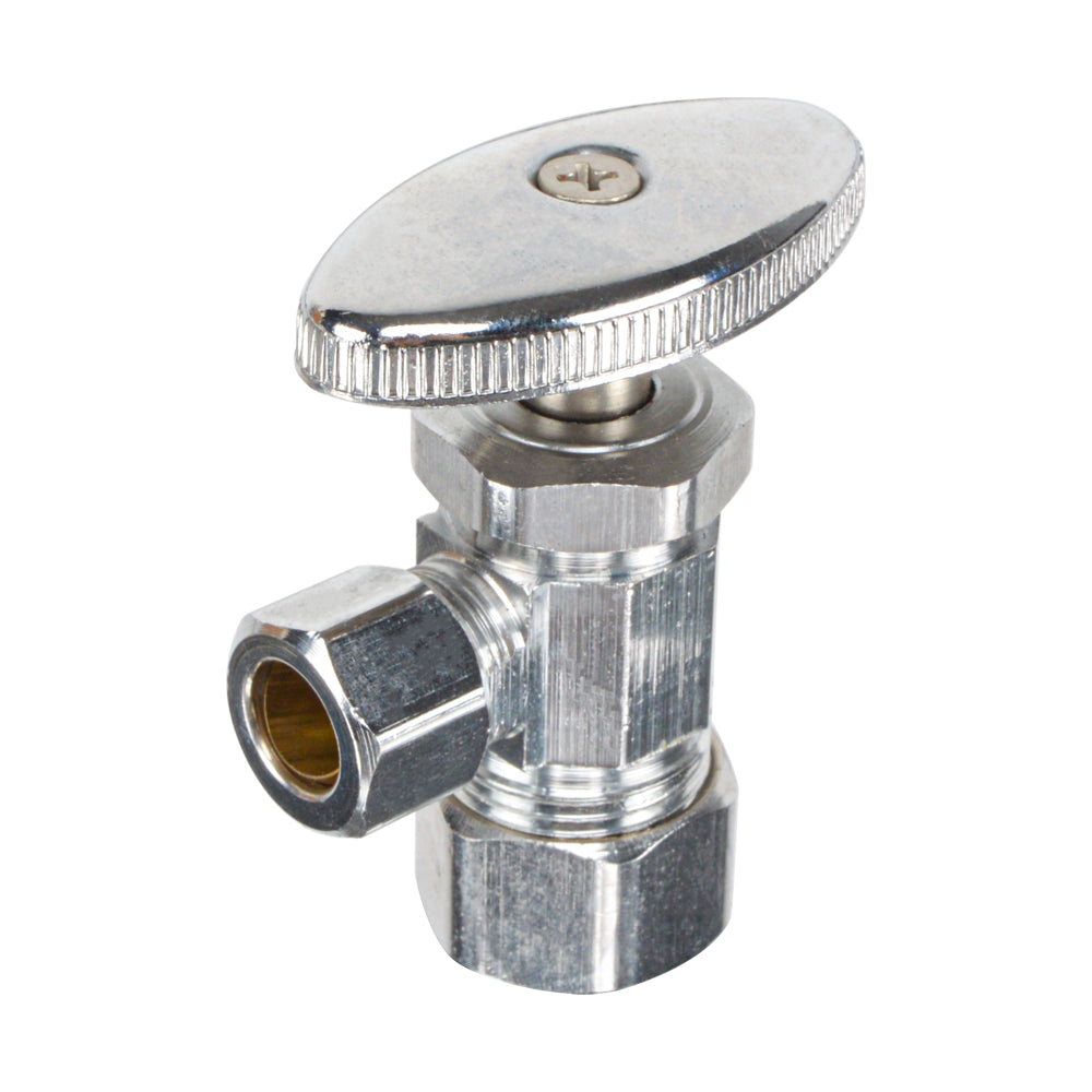 HYDRO MASTER Lead Free Brass Chrome Plated Compression Outlet Stop Angle Valve