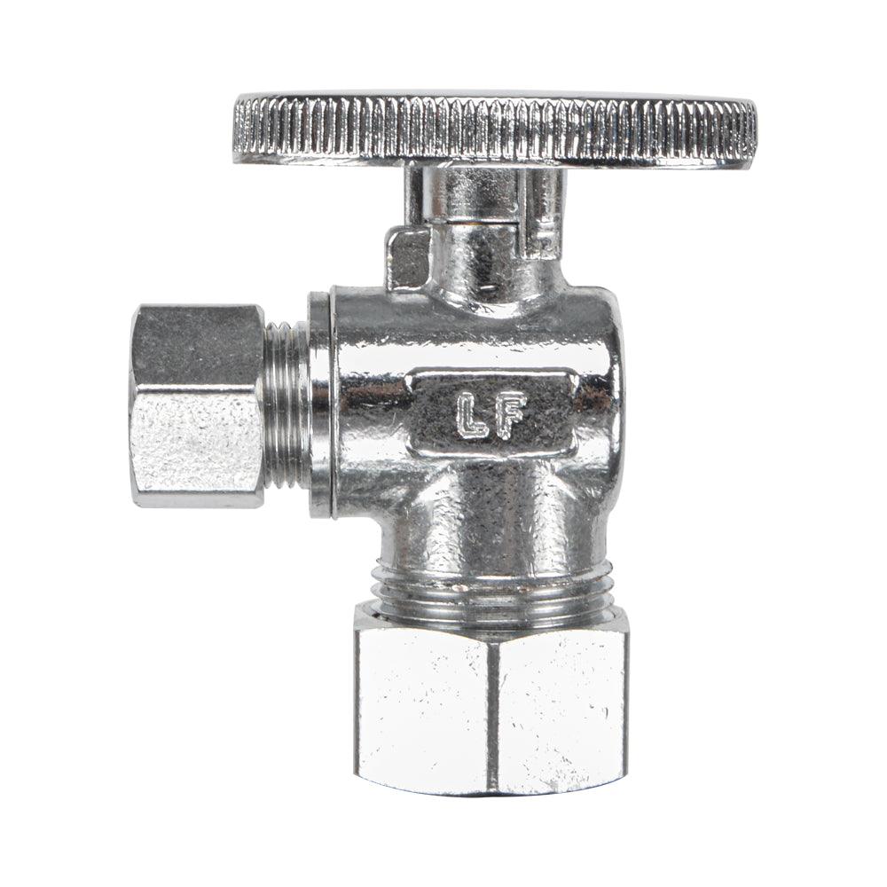 HYDRO MASTER LF brass angle stop valve,1/4 turn,5/8" OD X 3/8" OD,,brass body and zinc handle