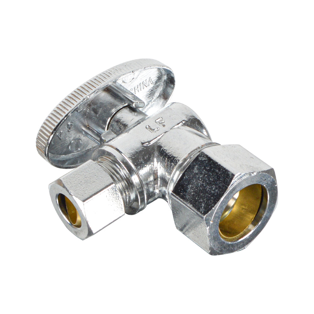 HYDRO MASTER LF brass angle stop valve,1/4 turn,5/8" OD X 3/8" OD,,brass body and zinc handle