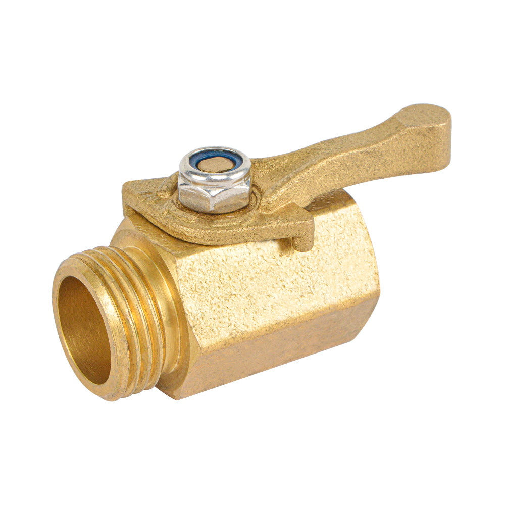 HYDRO MASTER Heavy Duty 3/4" Brass Shut Off Valve with Large Handle, Full Flow Garden Hose Connector