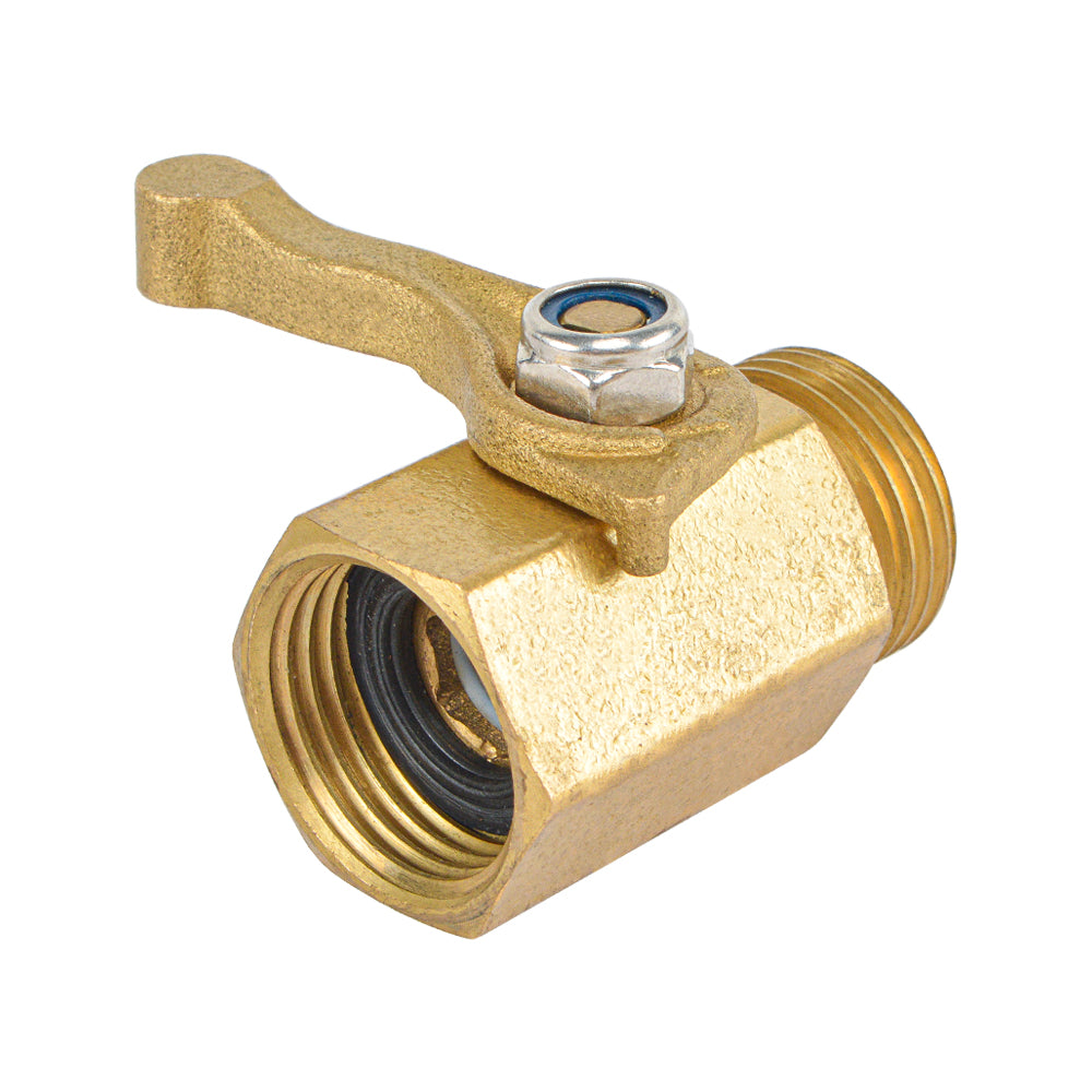 HYDRO MASTER Heavy Duty 3/4" Brass Shut Off Valve with Large Handle, Full Flow Garden Hose Connector