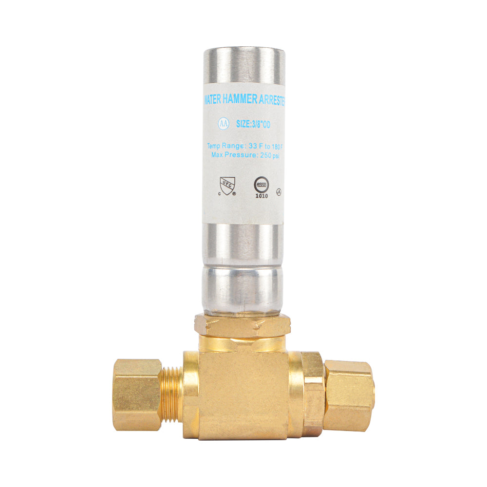 HYDRO MASTER Lead Free Brass Tee Water Hammer Arrestors with Stainless Steel Tube