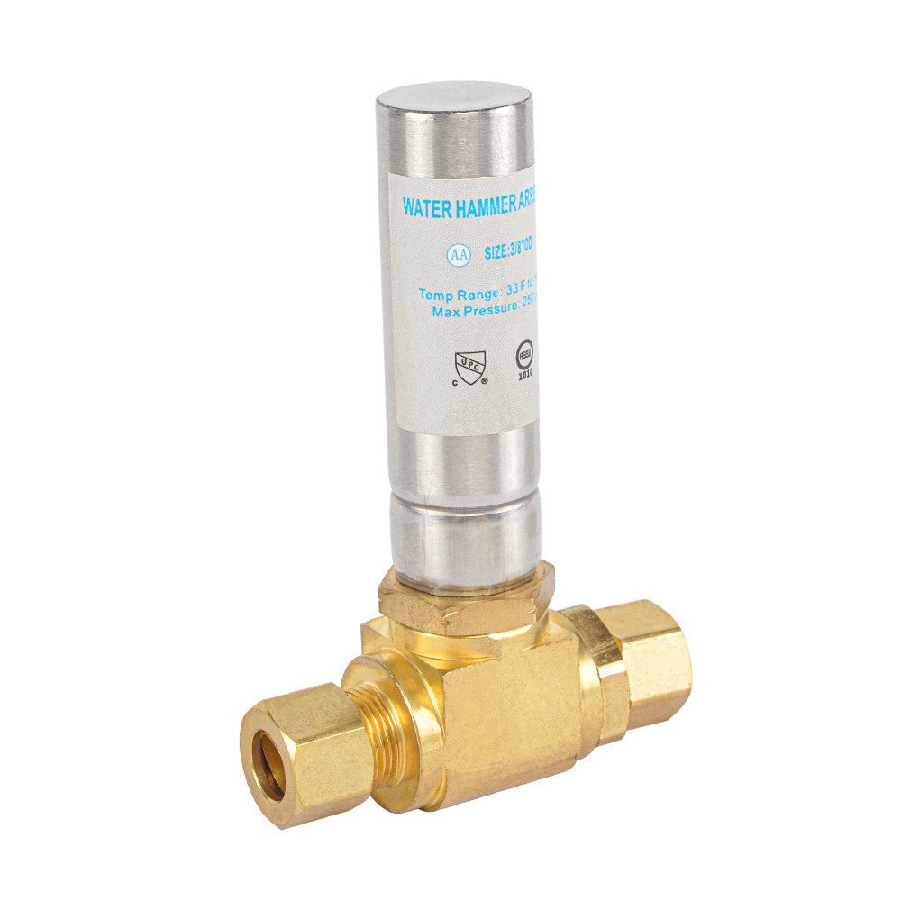 HYDRO MASTER Lead Free Brass Tee Water Hammer Arrestors with Stainless Steel Tube