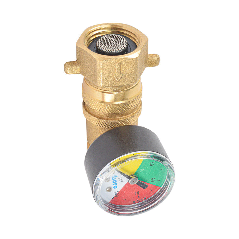 RV Water Pressure Regulation,3/4" Garden Hose Thread, for RV Camper, Hose, Trailer, Setting 35-45 Psi (With Gauge)