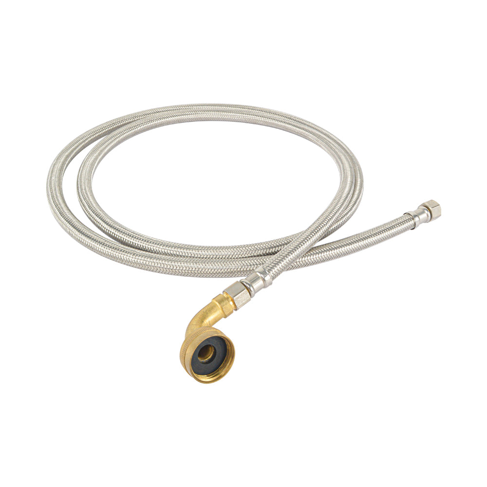 Hydro Master 72 inches Braided Stainless Steel Dishwasher Connector with Elbow, 3/8" Comp x 3/8" Comp, Lead Free