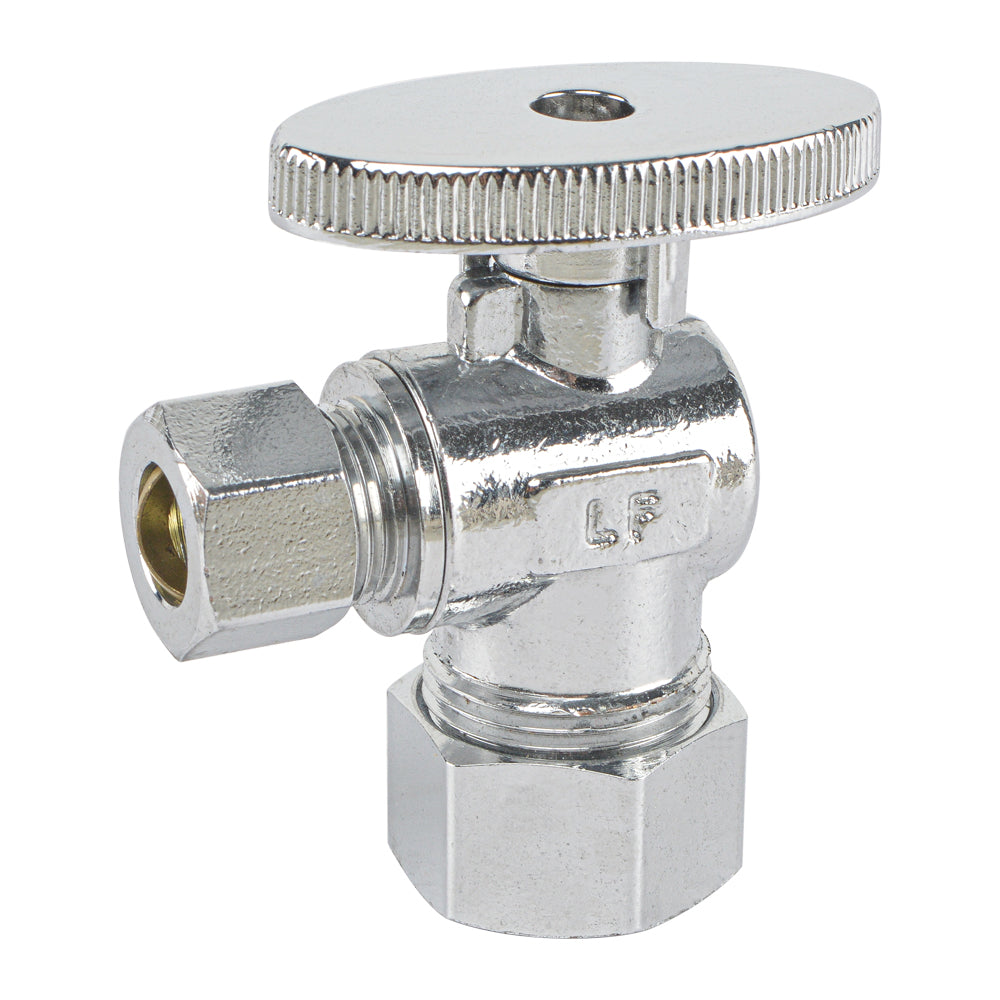 HYDRO MASTER LF brass angle stop valve,1/4 turn,5/8" OD X 3/8" OD,,brass body and zinc handle