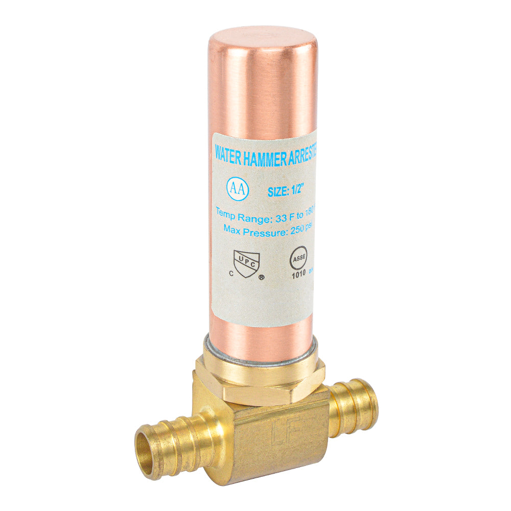 HYDRO MASTER Lead Free Brass Tee Water Hammer Arrestors with Stainless Steel Tube