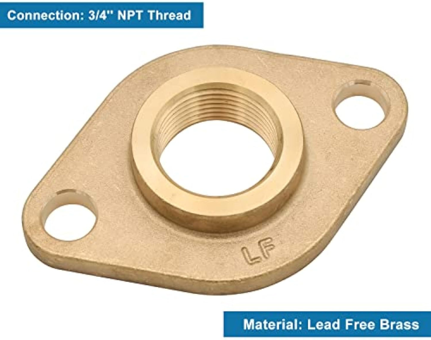 HYDRO MASTER Solid Brass Flange Kit with Gaskets, NPT thread, For Radiant Heating Systems