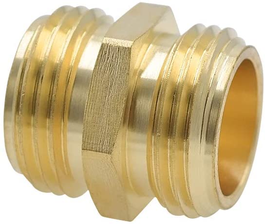 HYDRO MASTER 0712701 3/4 Inch Brass Garden Hose Adapter Double Male Quick Connector, Solid Brass 2 Pack
