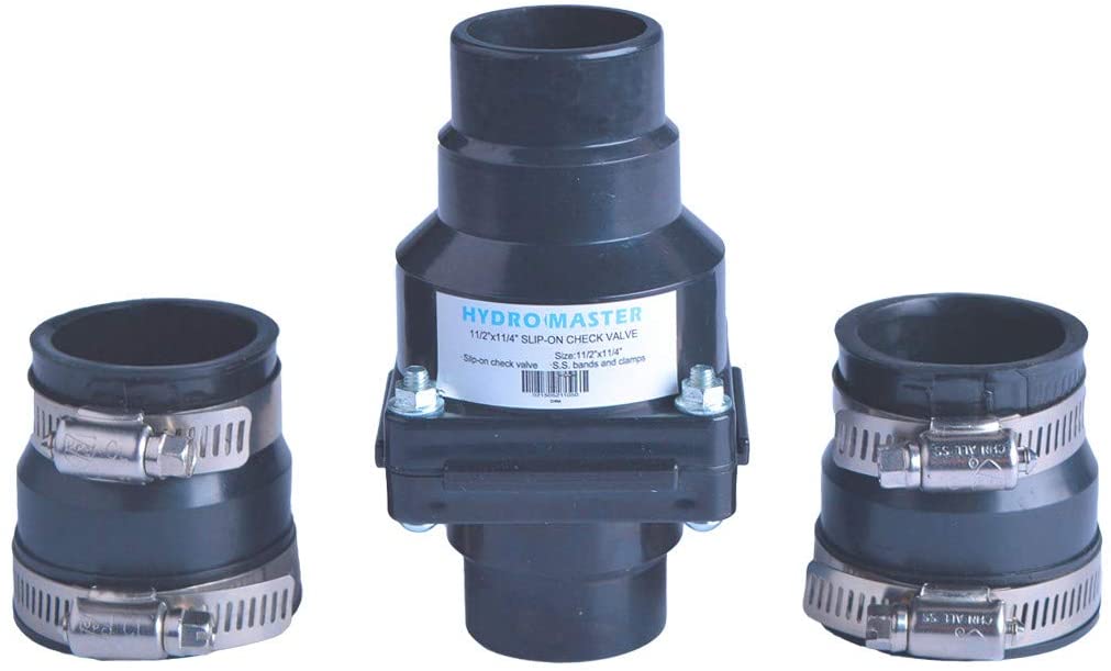 Hydro Master Plastic Sump Pump Check Valve with Stainless Steel Clamps for 1-1/2 inch or 1-1/4 inch