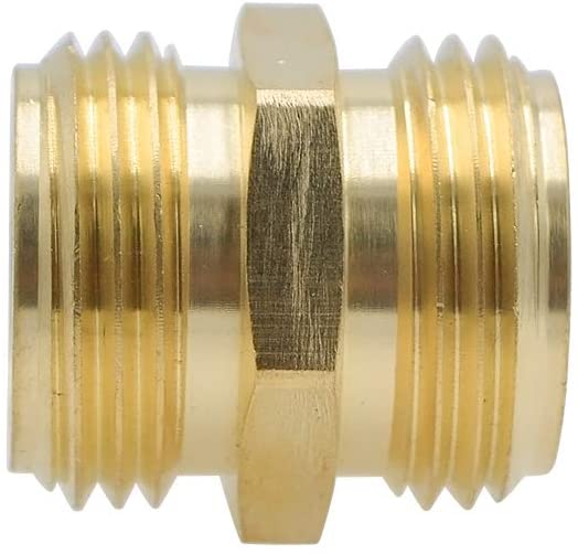 HYDRO MASTER 0712701 3/4 Inch Brass Garden Hose Adapter Double Male Quick Connector, Solid Brass 2 Pack