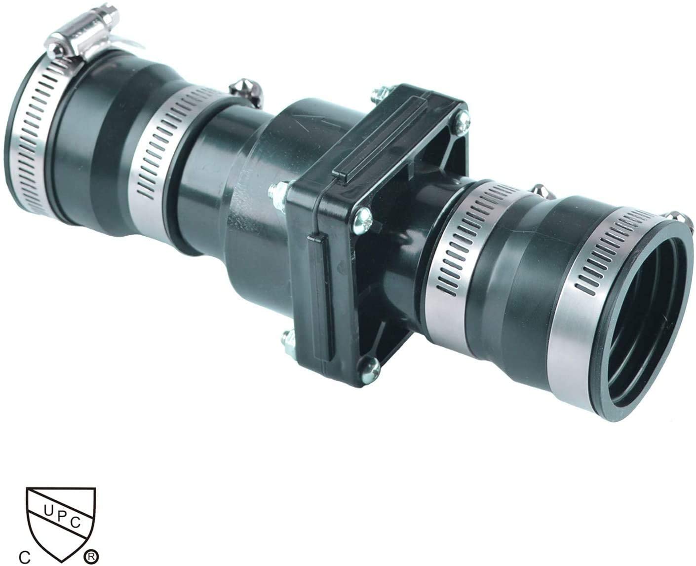 Hydro Master Plastic Sump Pump Check Valve with Stainless Steel Clamps for 1-1/2 inch or 1-1/4 inch