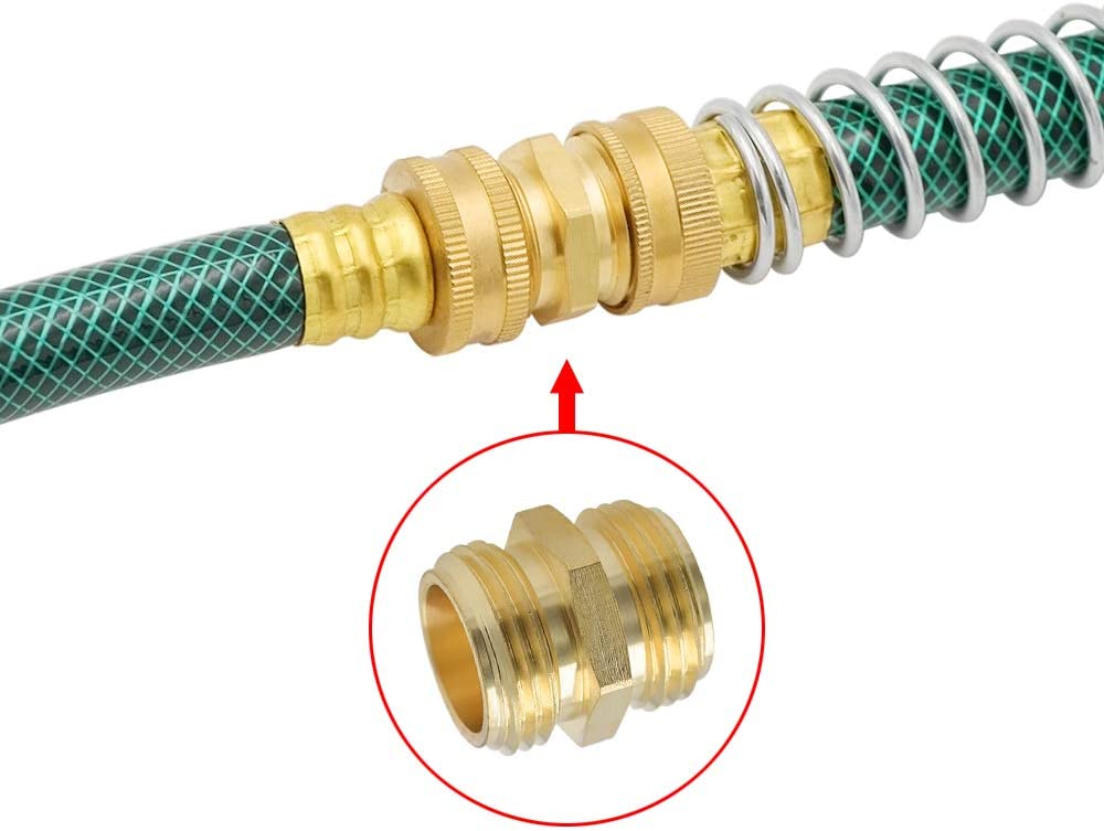 HYDRO MASTER 0712701 3/4 Inch Brass Garden Hose Adapter Double Male Quick Connector, Solid Brass 2 Pack