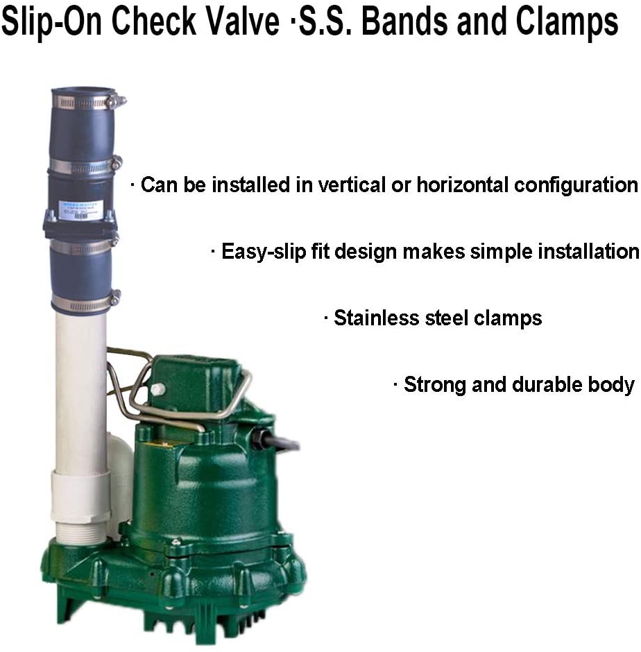 Hydro Master 2 inch Plastic Sump Pump Check Valve with Stainless Steel Clamps