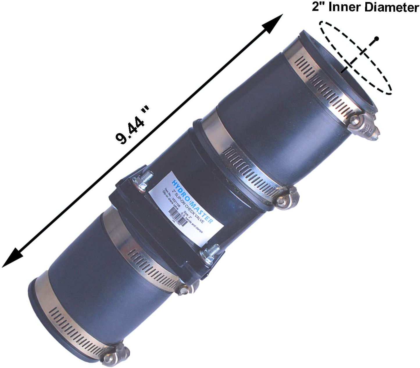 Hydro Master 2 inch Plastic Sump Pump Check Valve with Stainless Steel Clamps