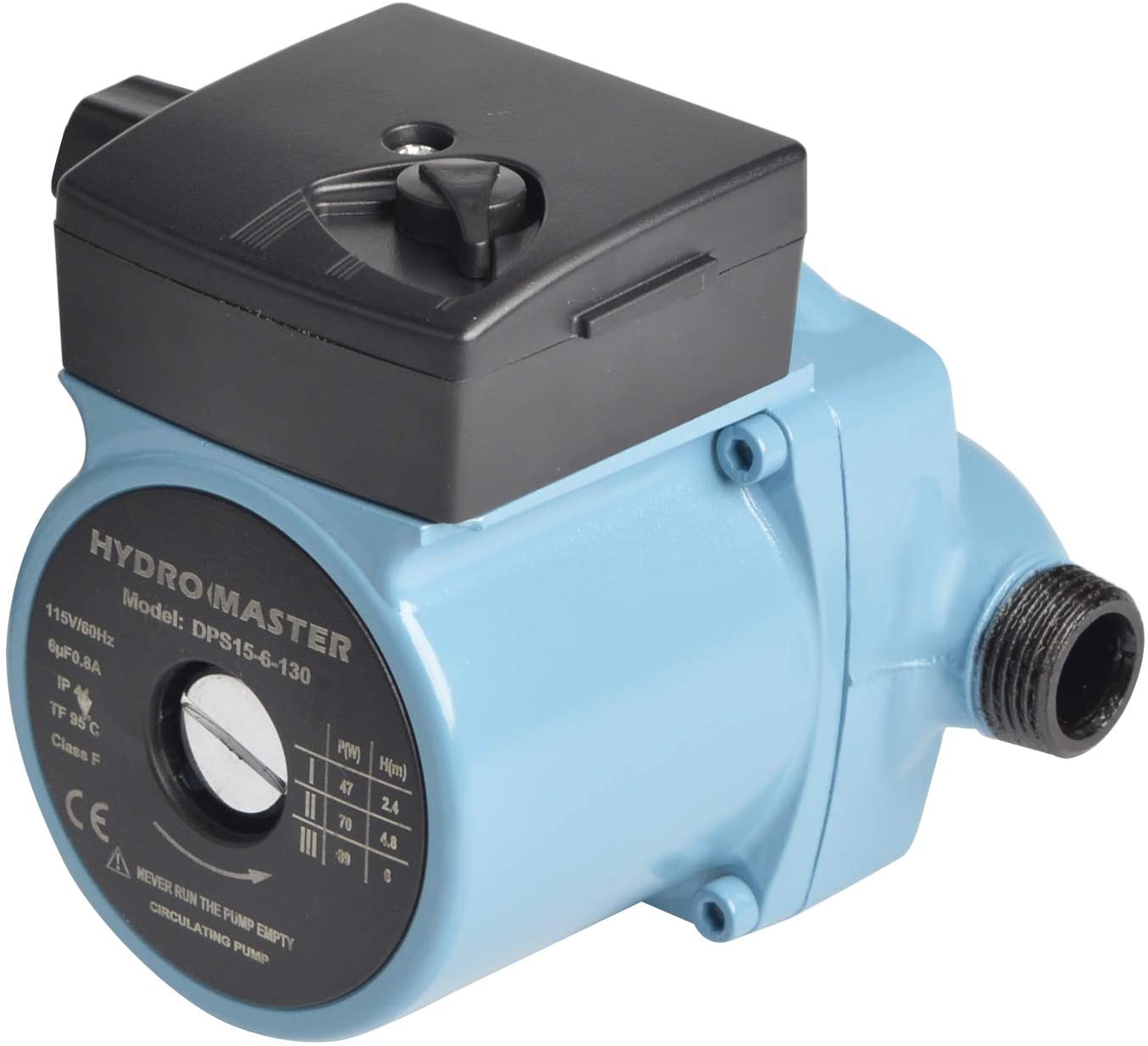 HYDRO MASTER 3/4" NPT Hot Water Circulator Pump with 3-Speed Control for Water Heater System (US standard Plug Included)