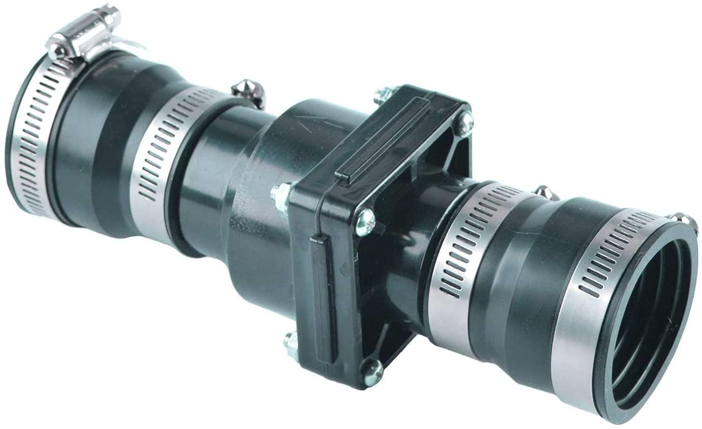 Hydro Master Plastic Sump Pump Check Valve with Stainless Steel Clamps for 1-1/2 inch or 1-1/4 inch