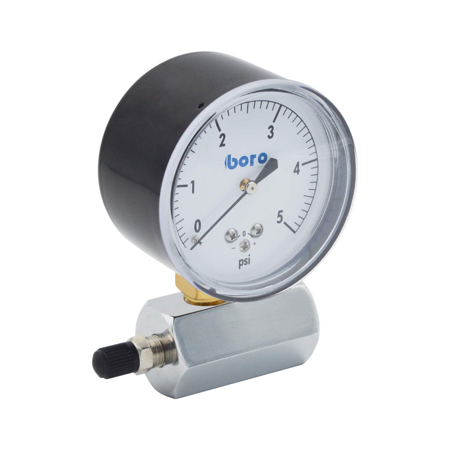 HYDRO MASTER 0221601 Gas Test Gauge Kit,2-1/2" Steel case Low Pressure Gauge(0-5 Psi),1/4"NPT Brass Lower,3/4" FNPT Chromed Manifold,+/- 1.5% Accuracy