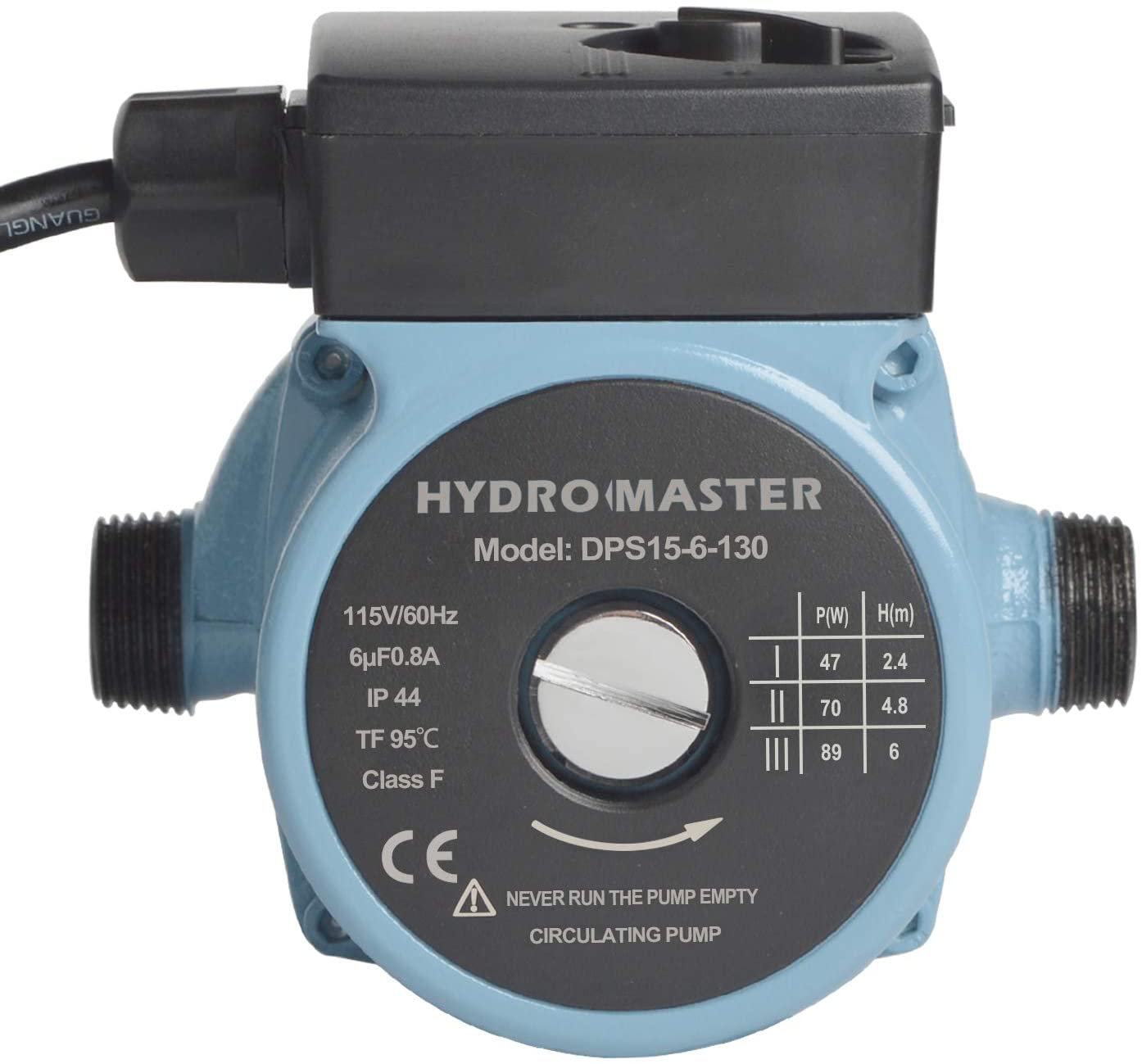 HYDRO MASTER 3/4" NPT Hot Water Circulator Pump with 3-Speed Control for Water Heater System (US standard Plug Included)