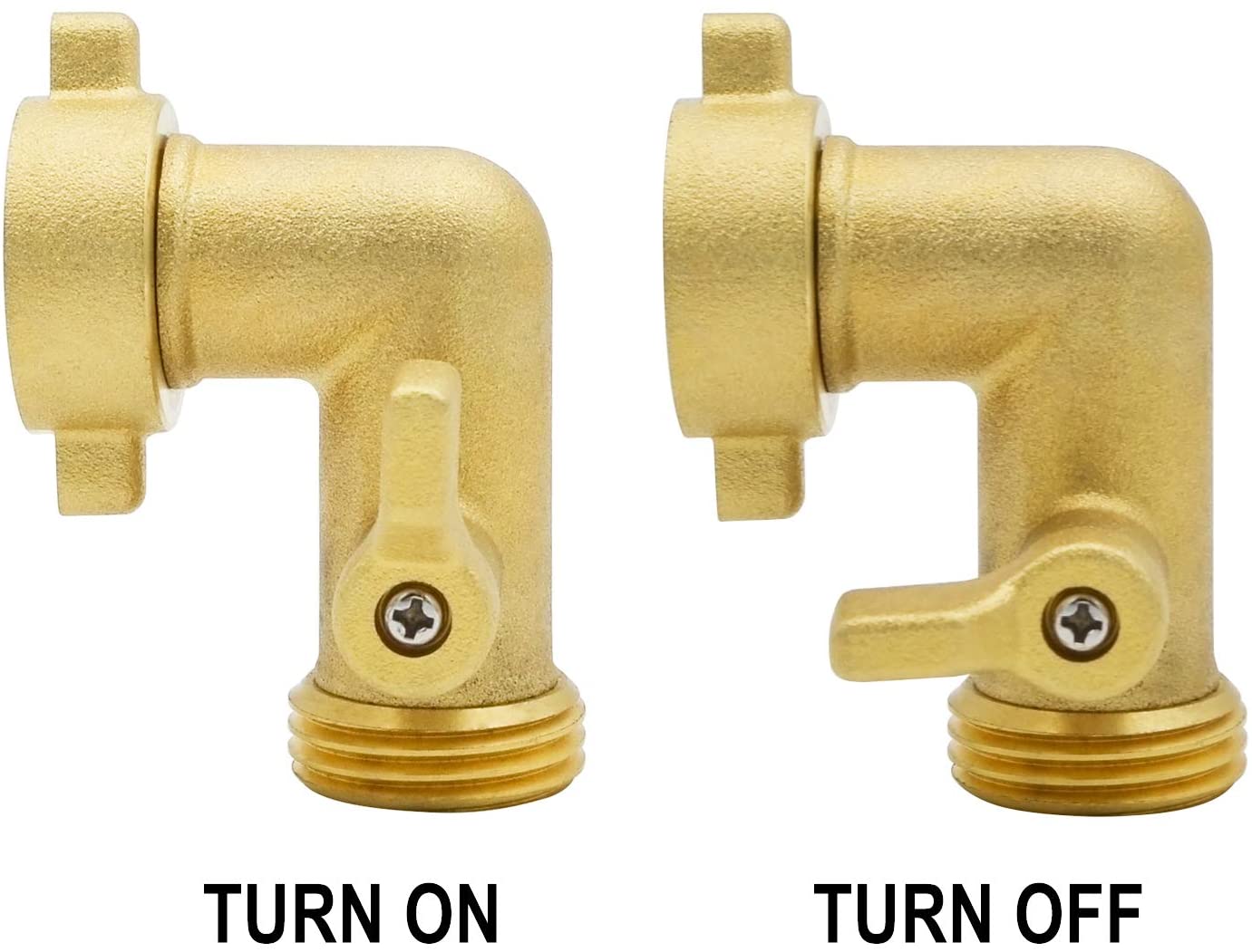 HYDRO MASTER Heavy Duty Brass Shut Off Valve,Garden Hose Elbow Connector,3/4" FHT x 3/4" MHT