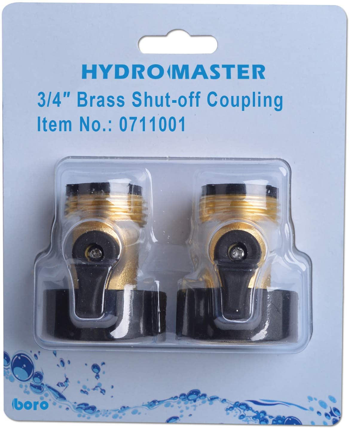 HYDRO MASTER 3/4" NH Heavy Duty Brass Shut Off Valves/Garden Hose Connectors with Extra Rubber Seals, 2 Pack