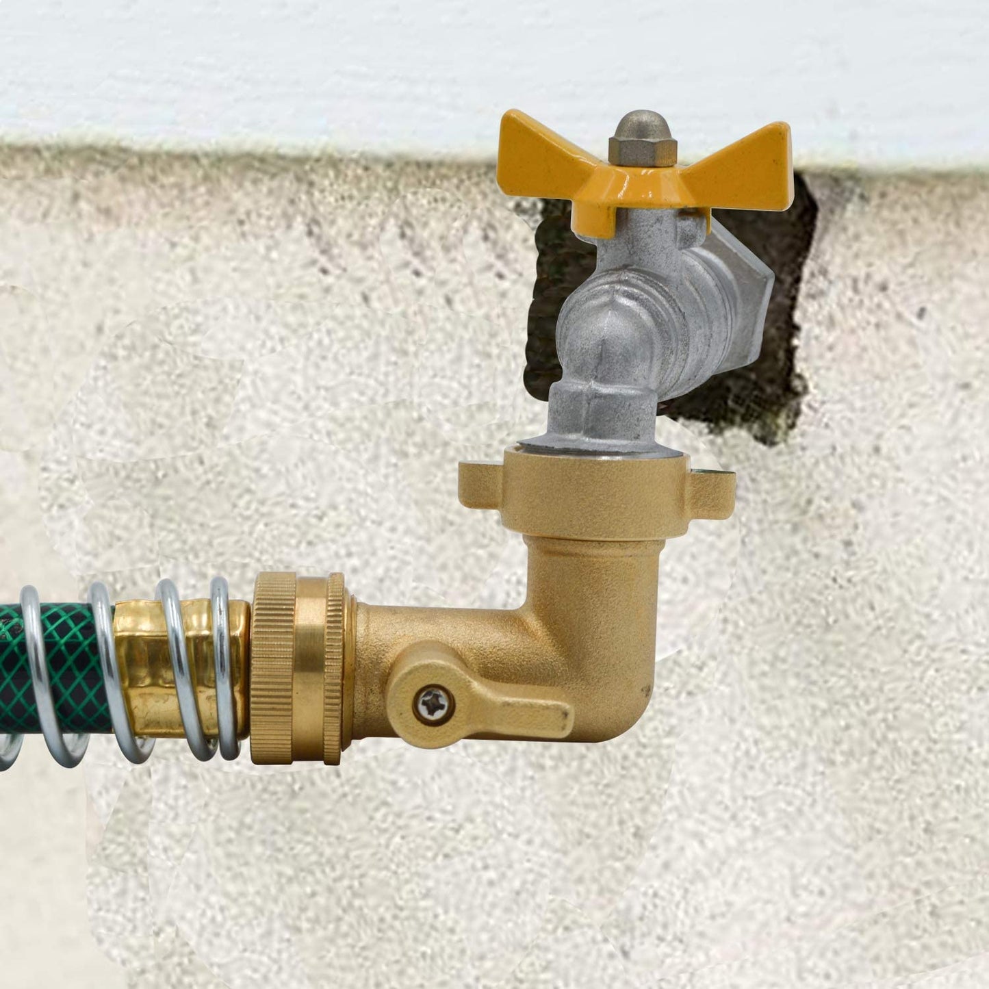 HYDRO MASTER Heavy Duty Brass Shut Off Valve,Garden Hose Elbow Connector,3/4" FHT x 3/4" MHT