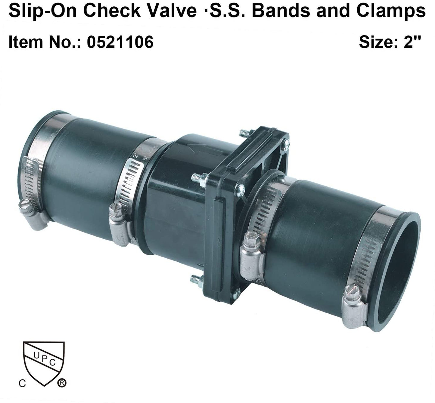 Hydro Master 2 inch Plastic Sump Pump Check Valve with Stainless Steel Clamps