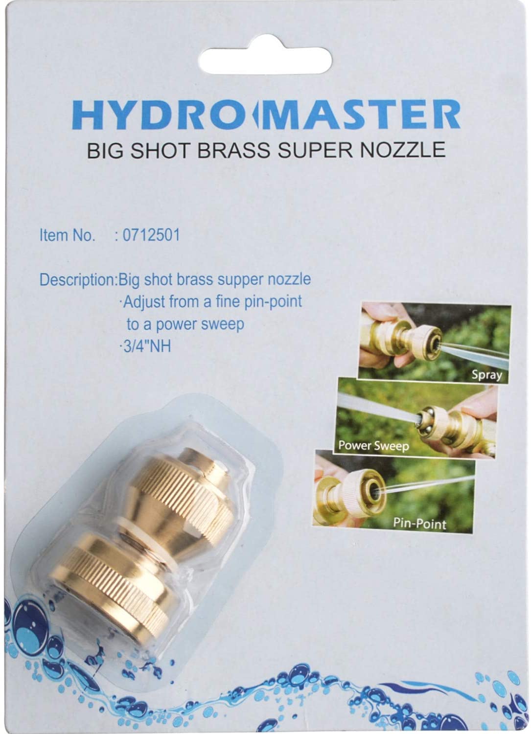 HYDRO MASTER Big Shot Brass Super Nozzle, Solid Brass, Adjustable Twist Pressure Sprayer