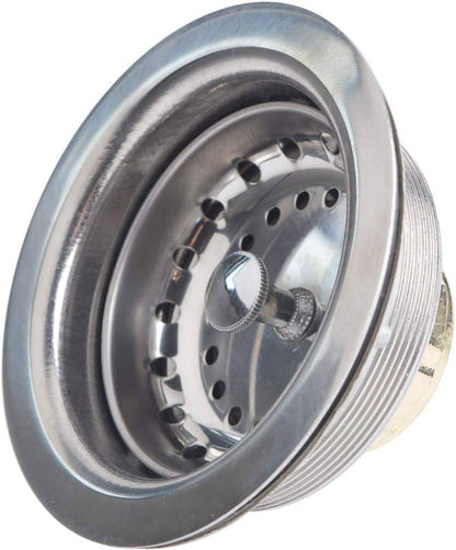 Hydro Master Kitchen Sink Basket Strainer Standard Drains(3-1/2 Inch), Stainless Steel with Rubber Stopper for Kitchen Sinks - watertech plumbing supply