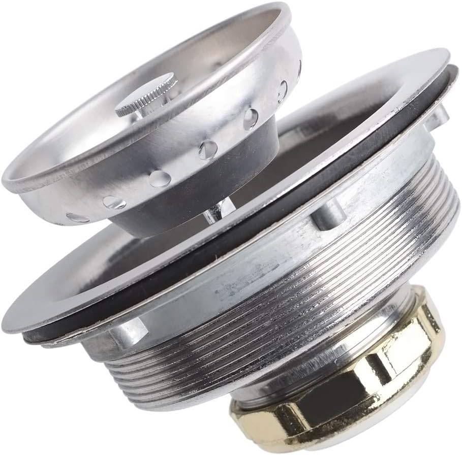 Hydro Master Kitchen Sink Basket Strainer Standard Drains(3-1/2 Inch), Stainless Steel with Rubber Stopper for Kitchen Sinks - watertech plumbing supply
