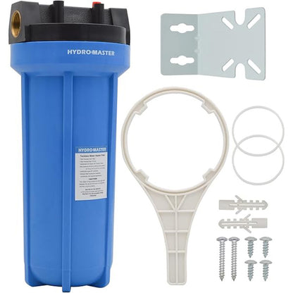 HYDRO MASTER Water Filter with Pressure Relife Button, Includes Housing, Filter Cartridge, Wrench, Bracket and Screw